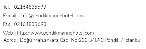 Pendik Marine Hotel telefon numaralar, faks, e-mail, posta adresi ve iletiim bilgileri